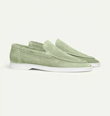 Luca Wildleder-Slipper in Taupe – Hellgrün