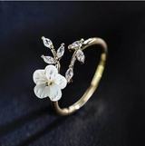 Blumen Design Ring mit Diamanten – Silber