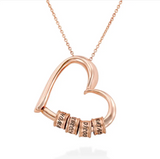 Personalisierte Herz-Halskette mit Anhängemöglichkeit für Ringe und individuellen Namensgravuren – Rose Gold