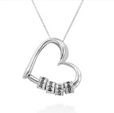 Personalisierte Herz-Halskette mit Anhängemöglichkeit für Ringe und individuellen Namensgravuren – Silver
