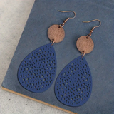 Tropfen Ohrringe aus Vintage Leder – Blau