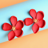 Goldener Blumen Ohrring im Vintage Design – Rot
