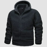 Roland - fleecejacke mit kapuze für männer – Schwarz