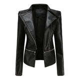 Bikerjacke Damen Slim Fit | Mit Reißverschluss – Schwarz
