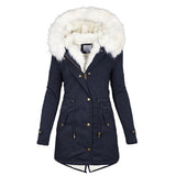 Winterjacke Damen Mit Kapuze | Lang Geschnitten Mit Taschen – Blau