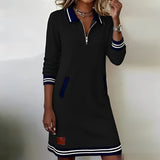 Keshara - Schickes Baumwoll Kleid Mit langen Ärmeln – Schwarz