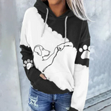 Rosamund - trendiger kapuzenpullover mit hundeprint – Schwarz