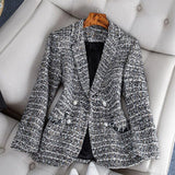 Blythe – eleganter tweedblazer – Schwarz