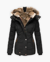 Friederike | Steppjacke mit Fellfutter – Schwarz