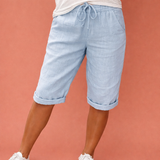 Bequeme Baumwollshorts für Damen mit eleganter Passform | Liora – Blau