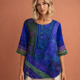 Oversized Sommertop mit buntem Druck für Damen | Noëlle – Blau