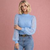 Elegante Bluse mit femininer Ausstrahlung für Damen | Martha – Blau