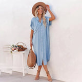 Petunia – Jeanshemdkleid mit Knopfleiste – Hellblau