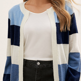 ESTER - Bequeme strickjacke – Blau weiß