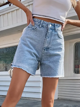Damen High-Waist Denim Short – Hellblau