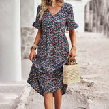 Amely - Fleurige Robe – Blau