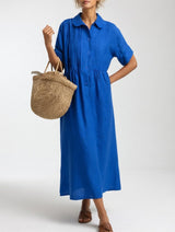 Jorisa - kurzärmeliges Midikleid – Blau