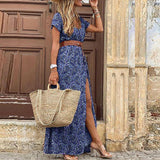 Liora | Maxi Ibiza Kleid im Hippie-Stil + GRATIS Gürtel – Blau