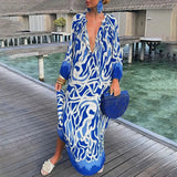 Gwency – Langes Kaftankleid – Blau
