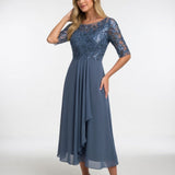 Zerda – Elegantes Midi Kleid Aus Spitze – Blau