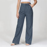 Seraphelle – Elegante High-Waist-Hose mit weitem Bein – Blau