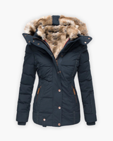 Friederike | Steppjacke mit Fellfutter – Blau