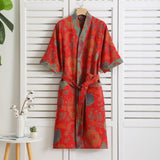 Blumenkimono Bademantel für Elegante Momente – Orange