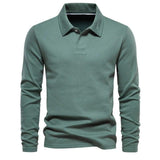 Herren Lässiger Polo | Langarm – Grün