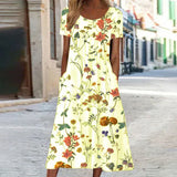 Heirich - Sommerliches Kleid mit böhmischem Blumenmuster – Gelb