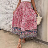 Böhmischer Maxirock mit floralem Design – Rosa