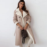 Monroe - eleganter langer wintermantel für damen – Beige