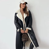 Monroe - eleganter langer wintermantel für damen – Schwarz