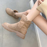 Stiefel - damenstiefel warm und weich mit reibverschluss – Abrikoos