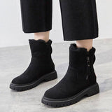 Stiefel - damenstiefel warm und weich mit reibverschluss – Schwarz
