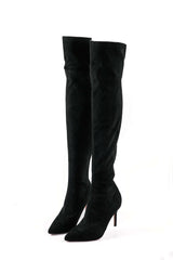 Elegante Overknee-Stiefel aus Velours – Stilvoll & Feminin – Schwarz