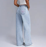 Damen Jeans | Weite Beine mit Schleifendetails am Bund – Blau