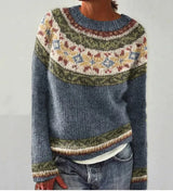 Helene | der Retro-Pullover – Grau / Sterne
