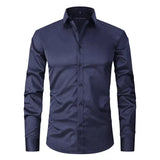 Braony | Klassisches Langarmh Herrenhemd mit modernem Slim-Fit – Dunkel Blau