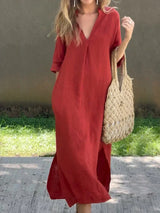 Amalie - Lässiges Freizeitkleid – Rot (Fast ausverkauft)
