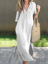 Amalie - Lässiges Freizeitkleid – Weiß