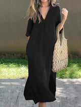 Amalie - Lässiges Freizeitkleid – Schwarz (Fast ausverkauft)