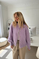 Karis | Lässige Damen-Strickjacke – Flieder