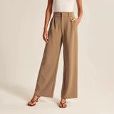 Seraphelle – Elegante High-Waist-Hose mit weitem Bein – Braun