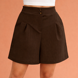 Hochtaillierte plissierte Shorts für Damen | Selina – Braun
