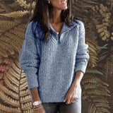 Cacillie - Oversize-Pullover mit Reißverschluss – Blau