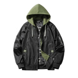 Maciej - stylische herrenjacke mit kapuze – Schwarz