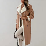 Wintermantel - aus weichem leder – Khaki