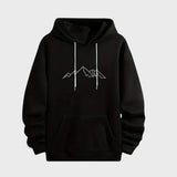 Herren-hoodie mit bergaufdruck – Schwarz