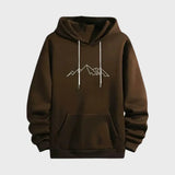 Herren-hoodie mit bergaufdruck – Dunkelbraun