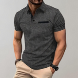 Liam | Waffelstrick-Poloshirt mit auffälliger Kontrastfarbe – Grau